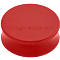 Red, round magnet with the inscription "magnetoplan".