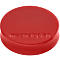 Round red magnet, embossed with the word 'magnetoplan'.