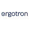Blaues Logo des Unternehmens Ergotron in serifenloser Schrift auf weißem Hintergrund.