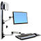 Ergotron LX 45-247-026 zit-sta werkplek, wandmontage, voor 1 beeldscherm tot 32', met toetsenbordlade &amp; medium CPU-houder, in hoogte verstelbaar, kantelbaar, zwenkbaar &amp; kantelbaar, aluminium