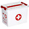Erste-Hilfe-Box Sunware Q-line, inkl. Einsatz mit Fächerteilung, 9 l, B 300 x T 220 x H 200 mm, weiß/rot