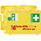 Erste-Hilfe-Koffer Extra+ BÜRO SN-CD, DIN 13157, gelb, Reflektionsstreifen, inkl. Wandhalterung, befüllt, ABS-Kunststoff