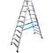 Escabeau double en alu sur roulettes, 2 x 10 marches