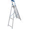 Escabeau STABILO KRAUSE 10 marches R13, perforation autonettoyante, plate-forme R13, porte-outils avec crochet pour seau, aluminium