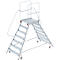 Escalera de plataforma de aluminio con ruedas, bilateral, 7 escalones