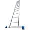 Escalera simple Krause, TRBS 2121-2, altura de trabajo 4100 mm, 12 peldaños de perfil antideslizante con T 80 mm, tacos para los pies, travesaño, aluminio