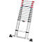 Escalera telescópica Hailo T80 FlexLine, EN 131-6, regulable en altura, desbloqueo con una mano, travesaño, hasta 150 kg, 13 peldaños