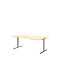 Escritorio con extensión BARI, pata en T, extensión derecha, An 1800 x P 1000/800 x Al 680-820 mm, arce/aluminio