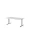 Escritorio con extensión BARI, pata en T, extensión derecha, An 1800 x P 1000/800 x Al 680-820 mm, blanco/aluminio