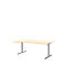 Escritorio con extensión BARI, pata en T, extensión izquierda, An 1800 x P 1000/800 x Al 680-820 mm, arce/aluminio