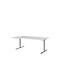 Escritorio con extensión BARI, pata en T, extensión izquierda, An 1800 x P 1000/800 x Al 680-820 mm, blanco/aluminio