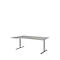 Escritorio con extensión BARI, pata en T, extensión izquierda, An 1800 x P 1000/800 x Al 680-820 mm, gris claro/aluminio