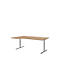 Escritorio con extensión BARI, pata en T, extensión izquierda, An 1800 x P 1000/800 x Al 680-820 mm, roble/aluminio