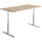Escritorio Start Off, regulable eléctricamente en altura, rectangular, pata en T, ancho 1600 x fondo 800 x alto 755-1255 mm, decoración roble