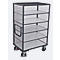 ESD draadgaas legbordwagen, staal/spaanplaat, grafietgrijs/lichtgrijs, 5 etages, 1245 x 785 mm, 3 wanden en dak, EasySTOP, tot 500 kg