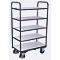 ESD-Etagenwagen, Stahl/Spanplatte, Graphitgrau/ Lichtgrau, 5 Etagen, 1200 x 800 mm, EasySTOP, bis 250 kg