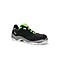 Black safety shoe with green accents. Gray sole, manufacturer's name ELTEN.