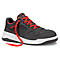 Black safety shoe with red laces, white sole, and "ELTEN" logo.