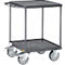 ESD-tafelwagen Fetra 9496W, tot 500 kg, 2 legborden met trays, laadvlak L 600 x B 600 mm, TPE-banden, duwbeugel, staal, leigrijs