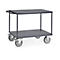 ESD-Tischwagen Fetra 9403B, bis 600 kg, 2 Etagen mit Plattformen, Ladefläche L 1200 x B 800 mm, TPE-Bereifung, Schiebegriff, Stahl, schiefergrau