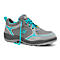 Grey and turquoise safety shoe by Elten. Turquoise laces, gray upper, dark gray sole.