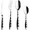 ESMEYER Nostalgie Set de 24 couverts 6 pers, Noir, acier inoxydable 18/0 poli, couteaux forgés, lavable au lave-vaisselle
