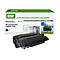 Schwarze Toner-Kartusche vor einem Karton mit Aufdrucken. Der Karton trägt die Aufschrift "esr", "Premium Remanufactured Toner Cartridge".