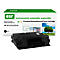 Schwarze Tonerkartusche mit Verpackung. Auf der Verpackung steht 'environmental, sustainable, responsible' und 'Premium Remanufactured Toner Cartridge'.