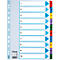 Transparent blue index cards labeled 1-10. Each card has a colored tab for better organization.