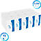 Plusieurs paquets d'essuie-tout blancs de Scott Essential, emballage bleu et blanc, indiquant 5100 serviettes, 15 paquets.