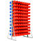 Estantería de 2 caras, 22 filas, incl. 77 cubos de almacenamiento de frente abierto LF 221 azul y 77 cubos de almacenamiento de frente abierto LF 221 rojo, ancho 1145 x fondo 800 x alto 1950 mm