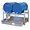 Estantería para barriles tipo 800 variante 1 CEMO, con apoyo para barriles y cubeta colectora, para 2 barriles de 200 l, An 1410 x Al 840 x P 1280 mm