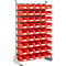 Estantes de almacenamiento de pie de un solo lado, W 1130 x D 500 x H 1885 mm, 45 x 7,5 l, rojo