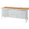 Établi à 3 éléments PWi 200-4 Schäfer Shop Select, plateau en hêtre multiplex, avec chant en acier, L 2000 x P 700 x H 840 mm, jusqu'à 750 kg, aluminium blanc