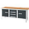 Établi à 3 éléments PWi 200-4 Schäfer Shop Select, plateau en hêtre multiplex, avec chant en acier, L 2000 x P 700 x H 840 mm, jusqu'à 750 kg, anthracite/aluminium blanc