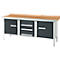 Établi à 3 éléments PWi 200-4 Schäfer Shop Select, plateau en hêtre multiplex, avec chant en acier, L 2000 x P 700 x H 840 mm, jusqu'à 750 kg, anthracite/gris clair