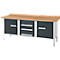 Établi à 3 éléments PWi 200-4 Schäfer Shop Select, plateau en hêtre multiplex, L 2000 x P 700 x H 840 mm, jusqu'à 750 kg, anthracite/gris clair