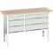 Etabli à bacs Bott verso, avec plateau en multiplex, 6 tiroirs, L 1500 x P 600 x H 830 - 930 mm, gris clair RAL 7035