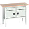 Etabli à bacs Bott verso, plateau en multiplex, 2 tiroirs et 2 portes, L 1500 x P 600 x H 830 - 930 mm, RAL 7035 gris clair