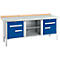 Établi à caisson Schäfer Shop Select PW 200-0, plateau en hêtre multiplex, avec couvercle en acier, jusqu'à 750 kg, L 2000 x P 700 x H 840 mm, bleu gentiane