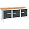 Etabli à caisson Schäfer Shop Select PW 200-3, plateau en hêtre multiplex, avec chant en acier, jusqu'à 750 kg, L 2000 x P 700 x H 840 mm, anthracite