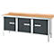Etabli à caisson Schäfer Shop Select PW 200-3, plateau en hêtre multiplex, avec chant en acier, jusqu'à 750 kg, L 2000 x P 700 x H 840 mm, anthracite
