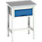 Etabli Bott verso, plateau en linoléum, 1 tiroir, avec jeu d'entretoises, L 700 x P 600 x H 780 - 930 mm, RAL 7035 gris clair / bleu gentiane