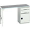 Établi Bott verso, plateau en linoléum, 2 tiroirs, 1 porte, 1 tablette, L 1500 x P 600 x H 930 mm, gris clair