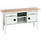Établi Bott verso, plateau en multiplex, 2 tiroirs, 1 tablette, 2 portes, L 1750 x P 600 x H 830 - 930 mm, gris clair