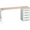 Établi Bott verso, plateau en multiplex, 5 tiroirs, L 2000 x P 600 x H 930 mm, gris clair
