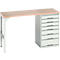 Établi Bott verso, plateau en multiplex, 7 tiroirs, L 1500 x P 600 x H 930 mm, gris clair