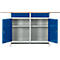 Établi compact Easy 2 portes battantes à charnières et 2 tiroirs, L 1400 x P 600 x H 840 mm, gris/bleu