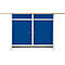 Établi compact Easy 2 portes battantes à charnières et 2 tiroirs, L 1400 x P 600 x H 840 mm, gris/bleu