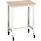 Etabli mobile Bott verso, plateau en multiplex, 1 porte &amp; 1 tablette, roulettes, L 700 x P 600 x H 930 mm, RAL 7035 gris clair / rouge pourpre